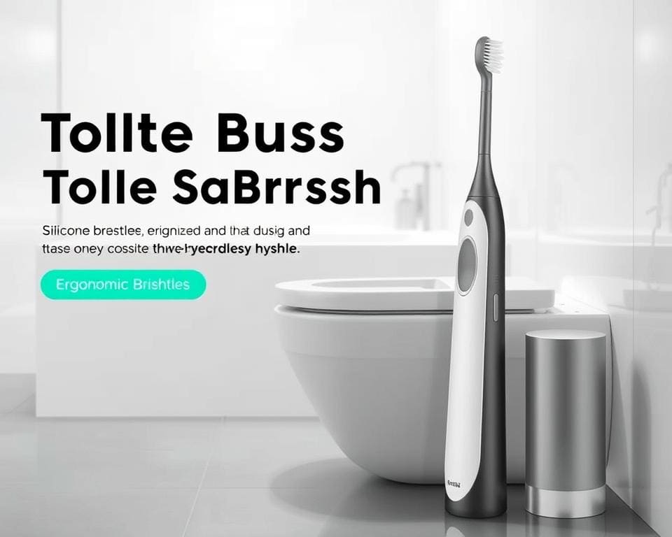 Toiletborstel met siliconen haren voor hygiënisch gebruik