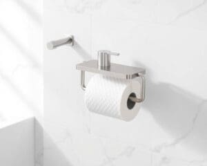 Toiletpapierhouder met dubbele functie