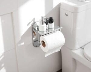 Toiletpapierhouder met opbergruimte voor toiletartikelen