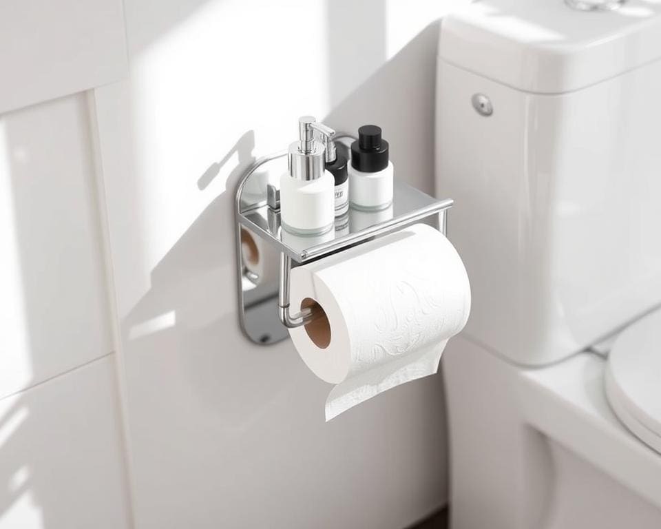 Toiletpapierhouder met opbergruimte voor toiletartikelen