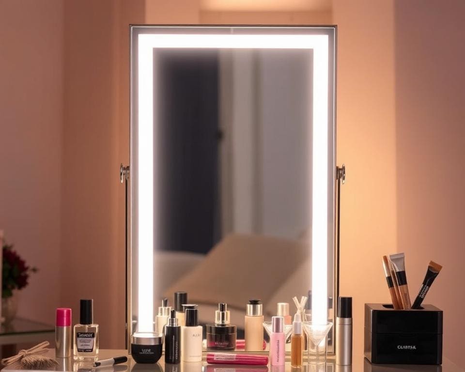 Spiegel met ingebouwde verlichting voor make-up