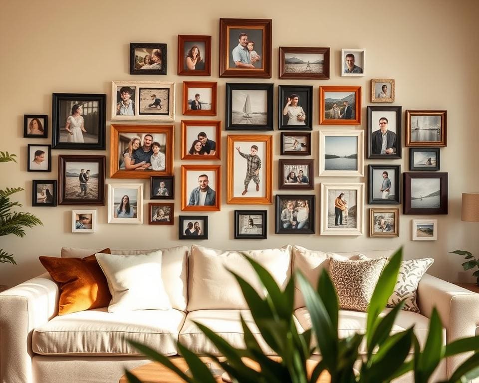 wanddecoratie met fotolijstjes